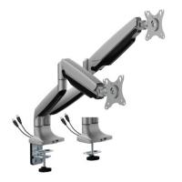 Brateck Single Screen Heavy-Duty Mechanical Spring Monitor Arm with USB Port 17in-75in Monitors - Matte Silver (MABT-LDT82-C024UCESV)