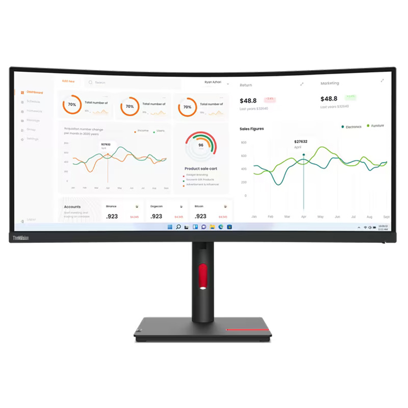 Lenovo ThinkVision T34w-30 34in WQHD Curved Monitor (63D4GAR1AU)