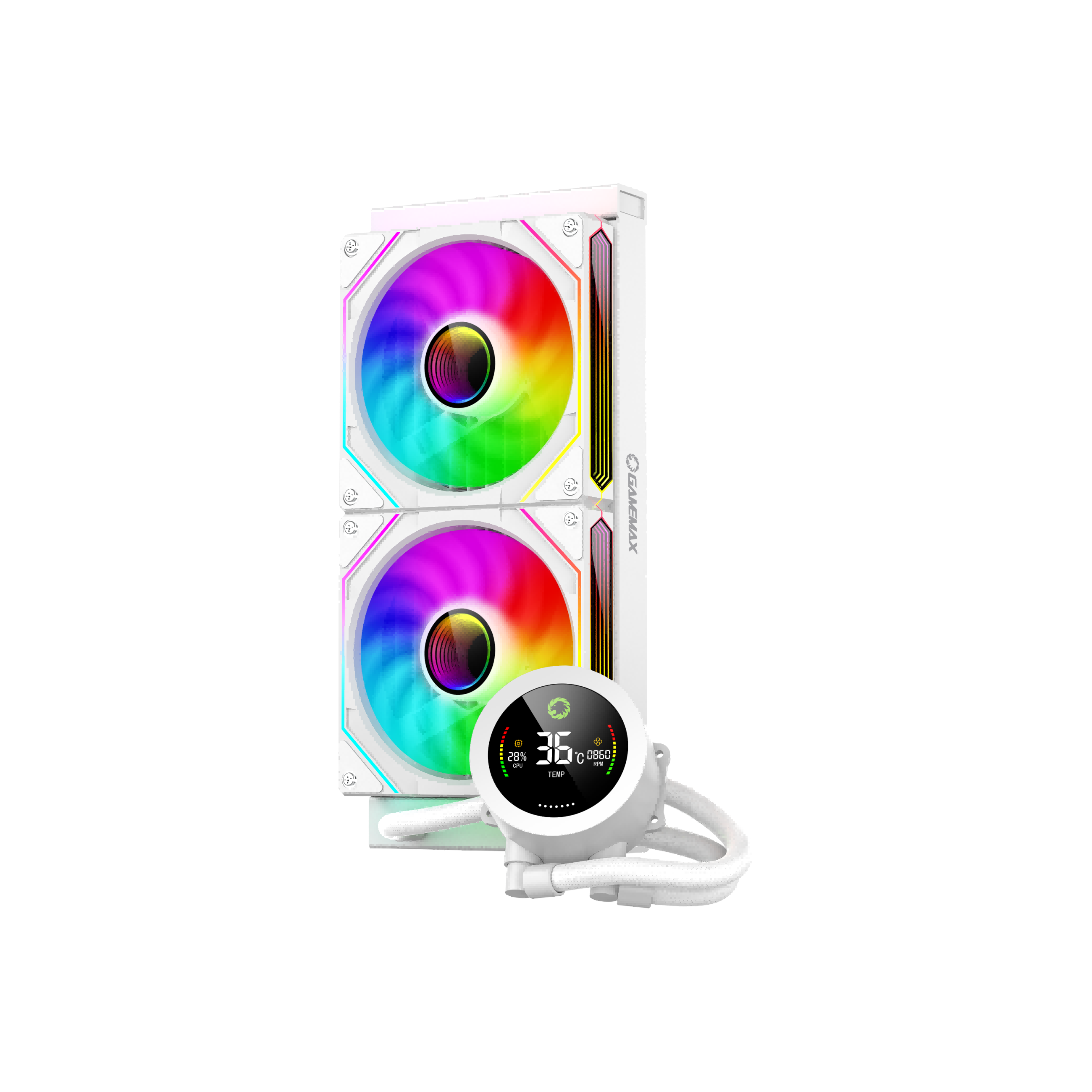 GameMax IceBurg 240 Digital WH, Liquid CPU Cooler 240mm Addressable ARGB Fans 245W TDP AIO Water Cooler