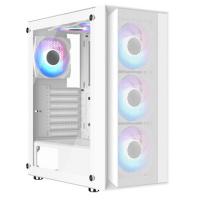 Equites 2605M RGB Tempered Glass Mid Tower ATX Case with 4 x RGB Fans - White (Case-2605W)