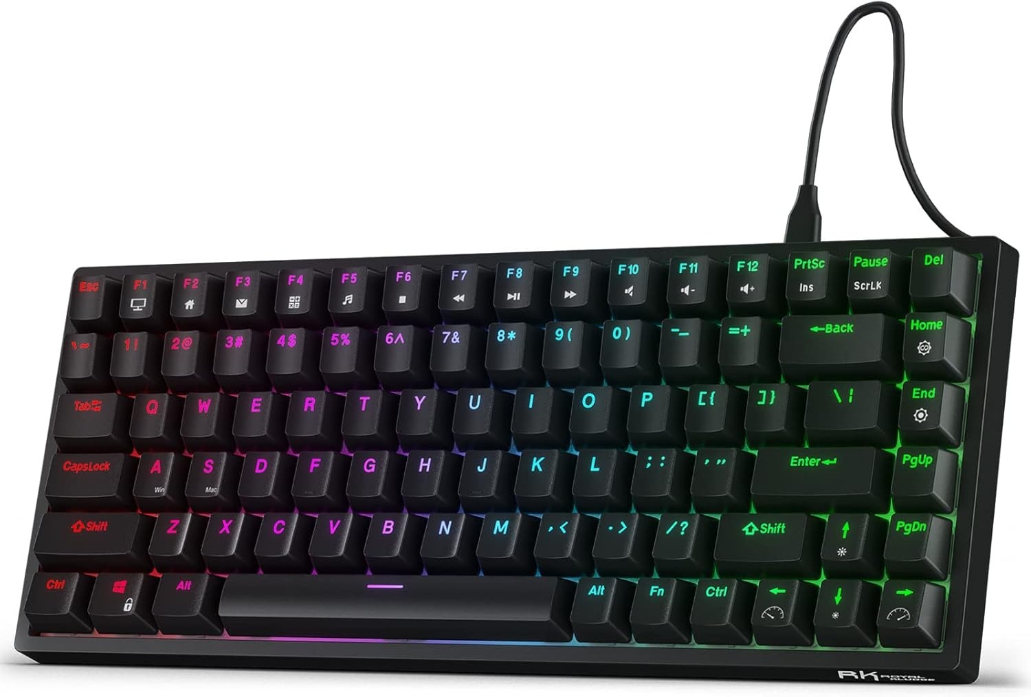 RK ROYAL KLUDGE RK84 Wired RGB 75% Hot Swappable 84 Keys Mechanical Keyboard, RK Blue Switch