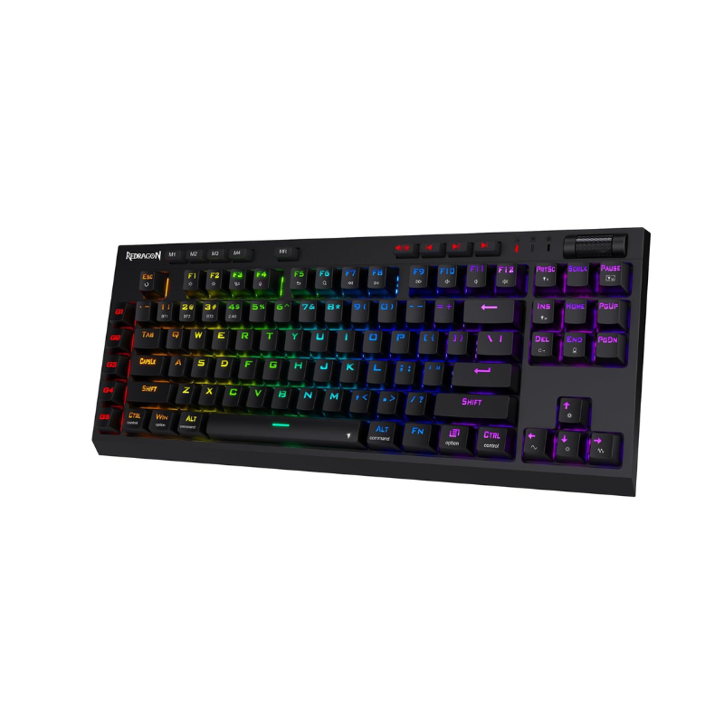 Redragon K596 PRO RGB Mechanical 5.0 BT/2.4 Ghz/Wired 87 Keys TKL Wrist Rest Gaming Keyboard, Red Switches