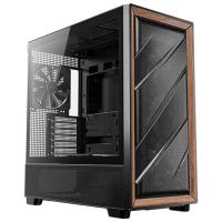 Antec FLUX TG Premium Walnut Trim Mid Tower ATX Case - Black (FLUX-BK)