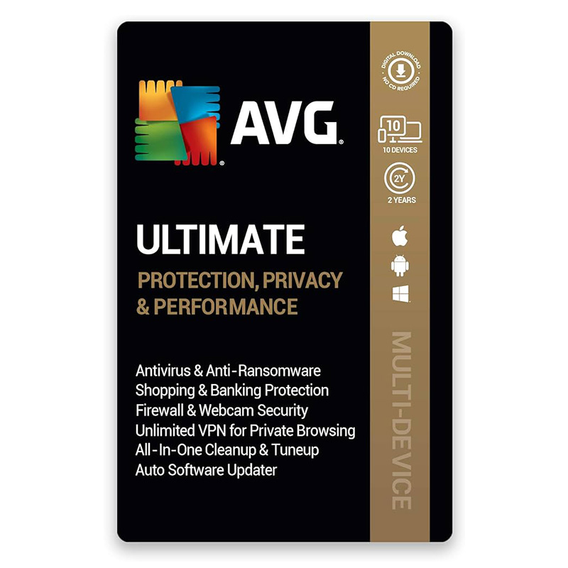 AVG Ultimate (Multi-Device, up to 10 connections) (1 Year) ESD (21448281)