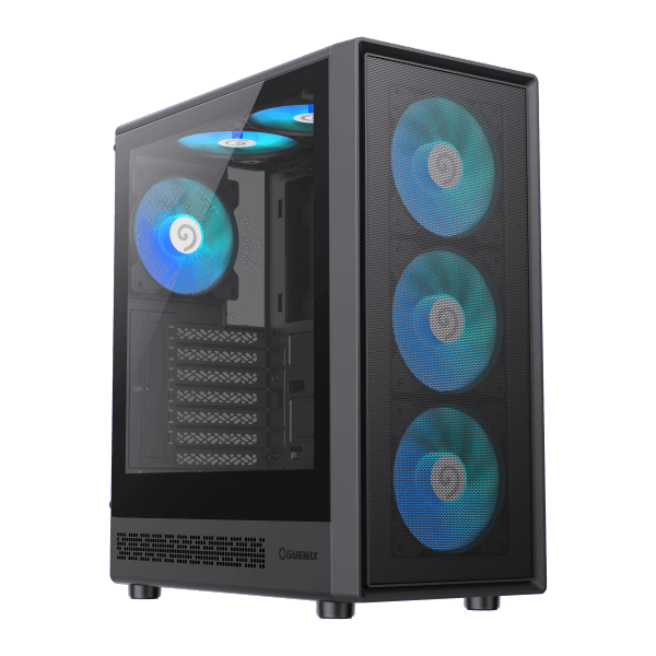 Gamemax ATX Computer case, 6x ARGB fan bk