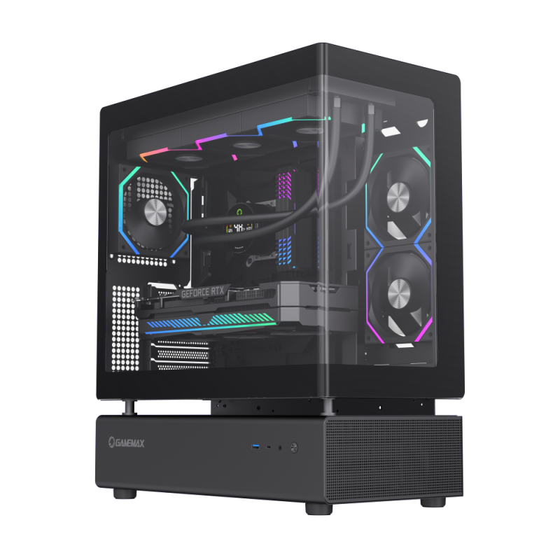 Gamemax ATX GAMING Case,Support BTF, 6x ARGB fan