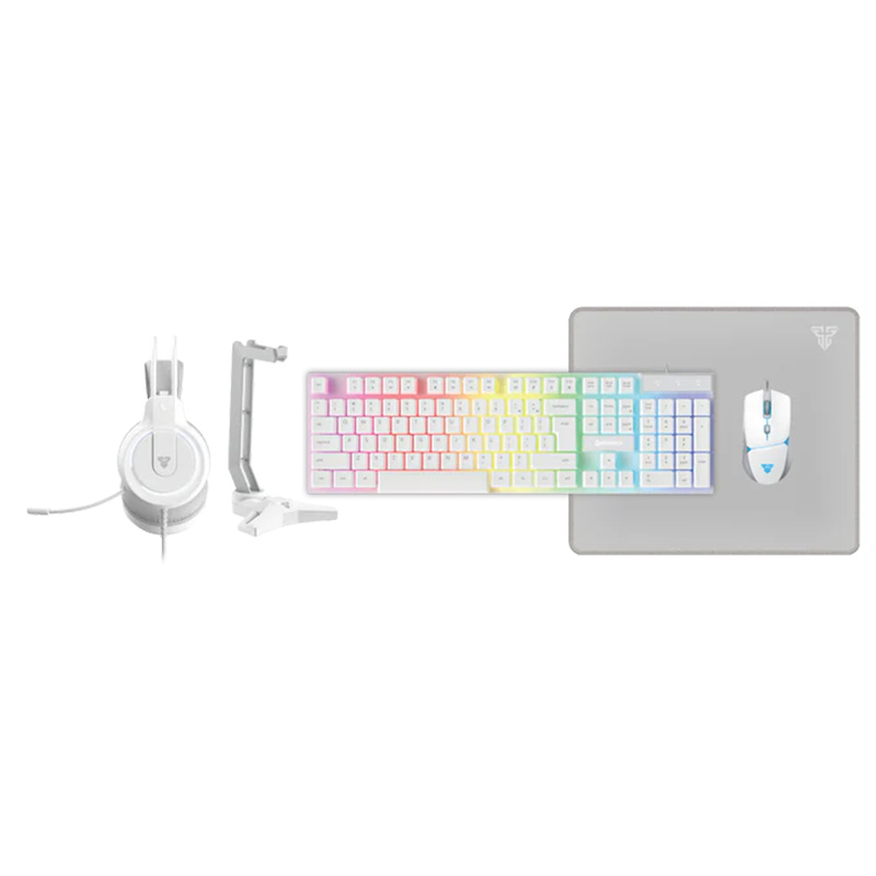 Fantech P51 5-in-1 Gaming Keyboard Combo with Mouse + Mousepad and Headset with Headset Stand - Space White (KBFTP51WH)