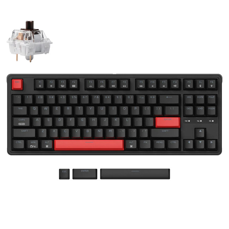 Keychron C3 Pro QMK/VIA Red Backlight Wired Mechanical Keyboard - Brown Switch (KBKCC3PA3)