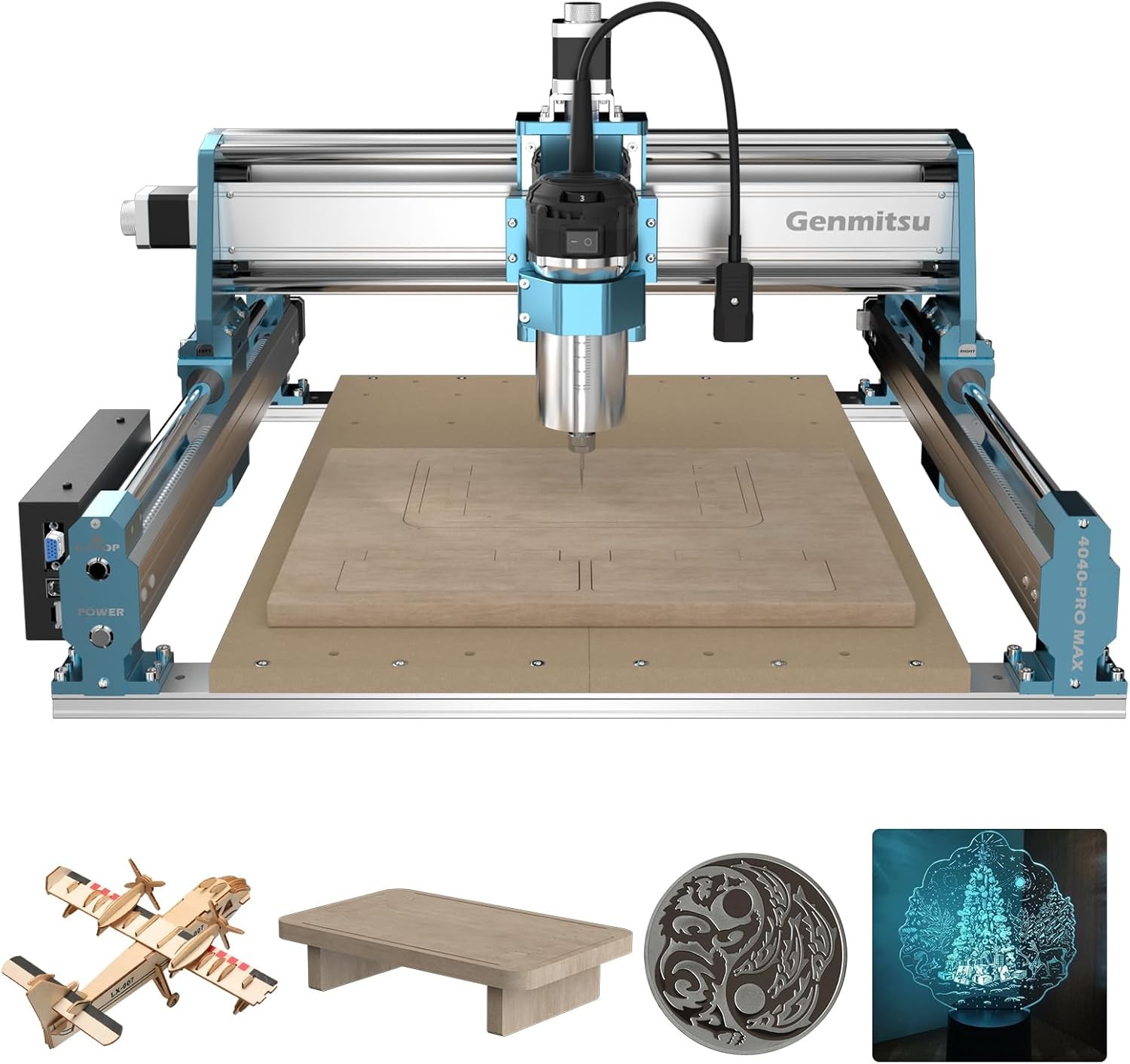 CNC Machine 4040-PRO MAX with 710W Trimmer CNC Router & Linear Rail Driven, 3 Axis Engraving Machine for Wood Metal Acrylic Cutting Milling, GRBL Cont