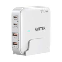 Unitek 70W 4 Port Desktop USB GaN Smart Charging Station - White (UTP1228AWH01AU)