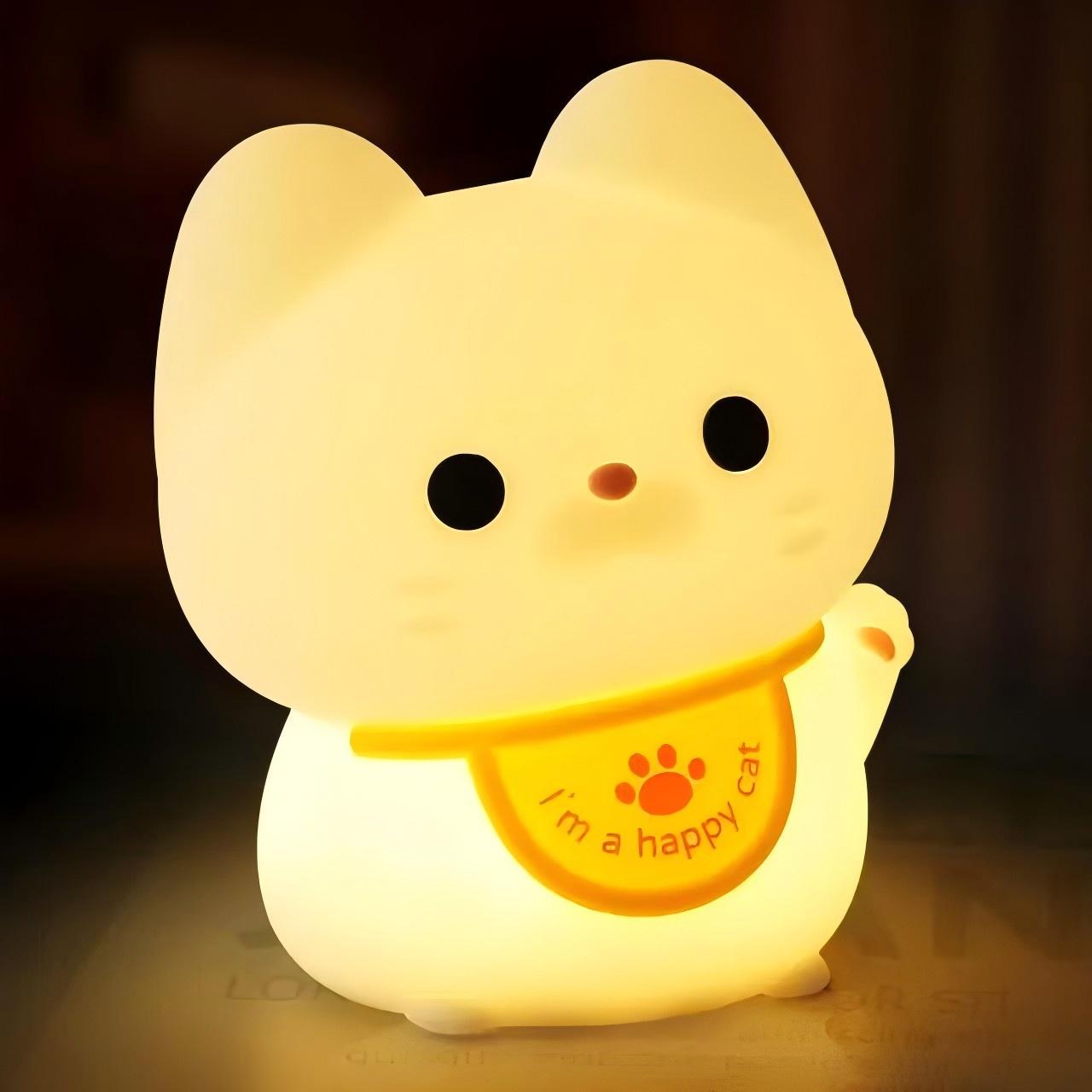 Cat Night Light Soft Silicone Nursery Night Lamp Touch Dimmable Kids Bedside Lamp Rechargeable Cute Cat Lamp