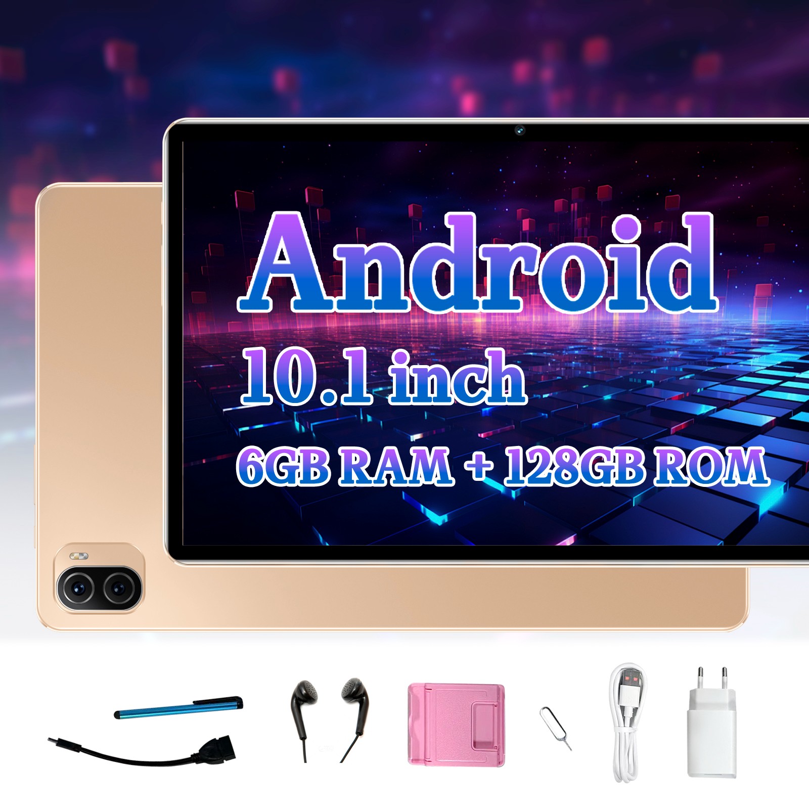 Pad5pro Gold 10.1-inch Android Tablet PC 6+128G 5000mah battery HD 1280*800 resolution With phone function GPS function Suitable for learning Games