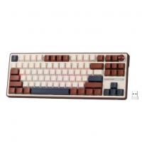 RK ROYAL KLUDGE R87Pro Mechanical Keyboard, RGB, 2.4Ghz/BT/Wired, Customized Switches, White&Brown, Mixed Color