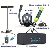 CHIKADIV C300Plus-Green Mini Scuba Set for Breathing Underwater, Portable Mini Diving Gas Cylinder, Leisure Diving Set, Birthday Gift