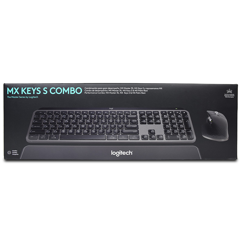 Logitech MX Keys S Bluetooth Combo Keyboard,Mouse,Palm Rest - Graphite (920-011605)