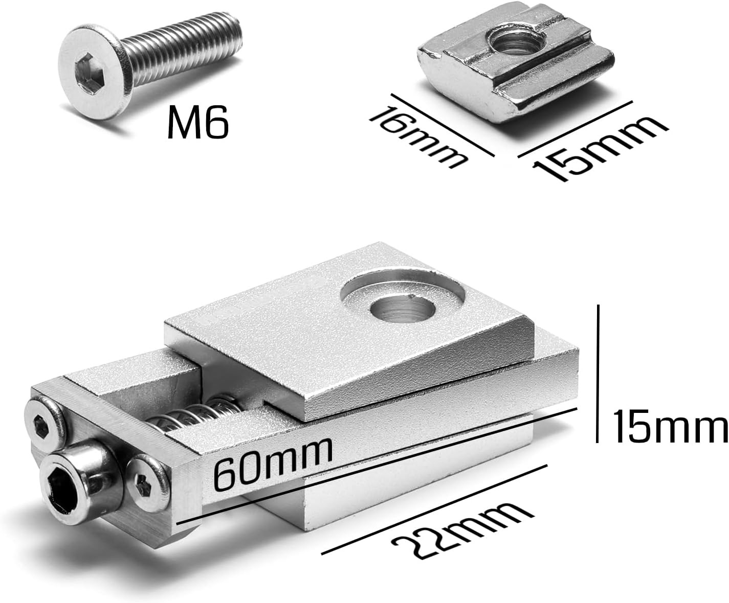 Genmitsu 2PCS Upgrade Aluminum Mini Vise Clamp Toe Clamp, High-Precision CNC Router Clamp Size 2.2" x 0.9" x 0.8" (56 x 22 x 21mm), Low Profile