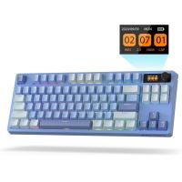 LTC Nimbleback NB841 PRO 75% Wireless 2.4G/ BT/USB-C Wired RGB 84 Keys Gaming Mechanical 3-Layer Dampener, Hot Swap PCB Keyboard Lake Blue Switches, B