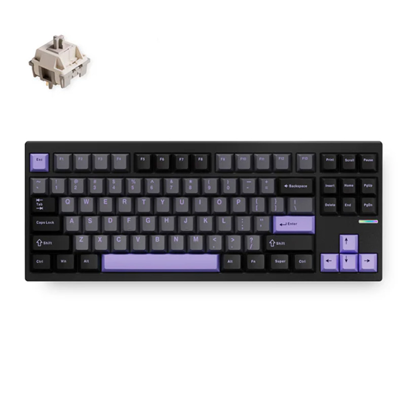 MCHOSE GX87 Ultra Gasket Mount 80% Layout Hot-Swap Wireless Aluminum Mechanical Keyboard Black Purple - Vintage White Switch (KBMCGX87A6)