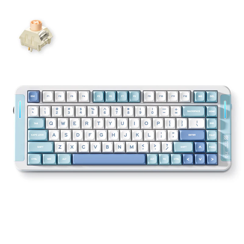 MCHOSE X75v2 Gasket Mount 75% Layout Hot-Swap Wireless Mechanical Keyboard Icy Creamsicle Switch Blue (KBMCX75V23)