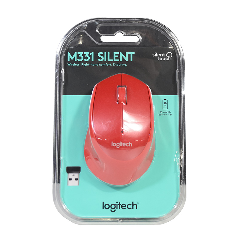 Logitech M331 Silent Plus Wireless Optical Mouse - Red (910-004916)