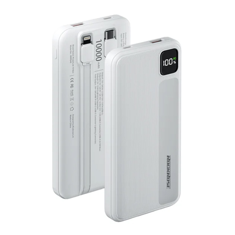 RockRose Powerlink 10 Neo 10000mAh Powerbank - White (RRPB46W)