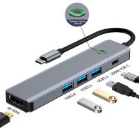 SGY USB C Hub 5 in 1 Type C 3.1 To 4K HDTV Adapter with PD Card Reader Multiport Hub Adapter for MacBook Notebook Laptop Computer