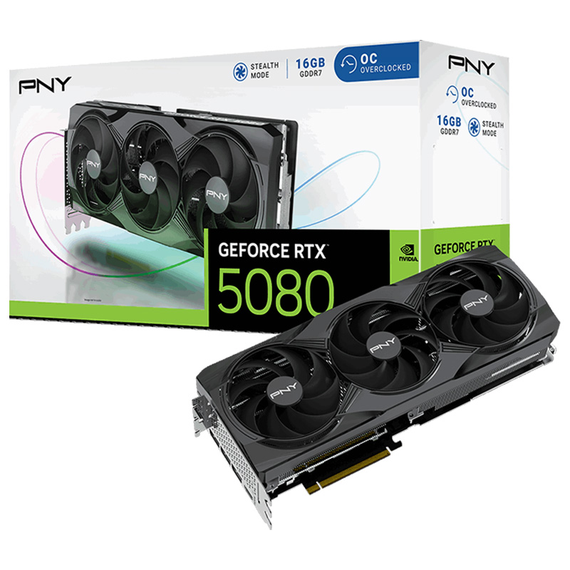 PNY GeForce RTX 5080 Triple Fan 16G OC Graphics Card (VCG508016TFXPB1-O)