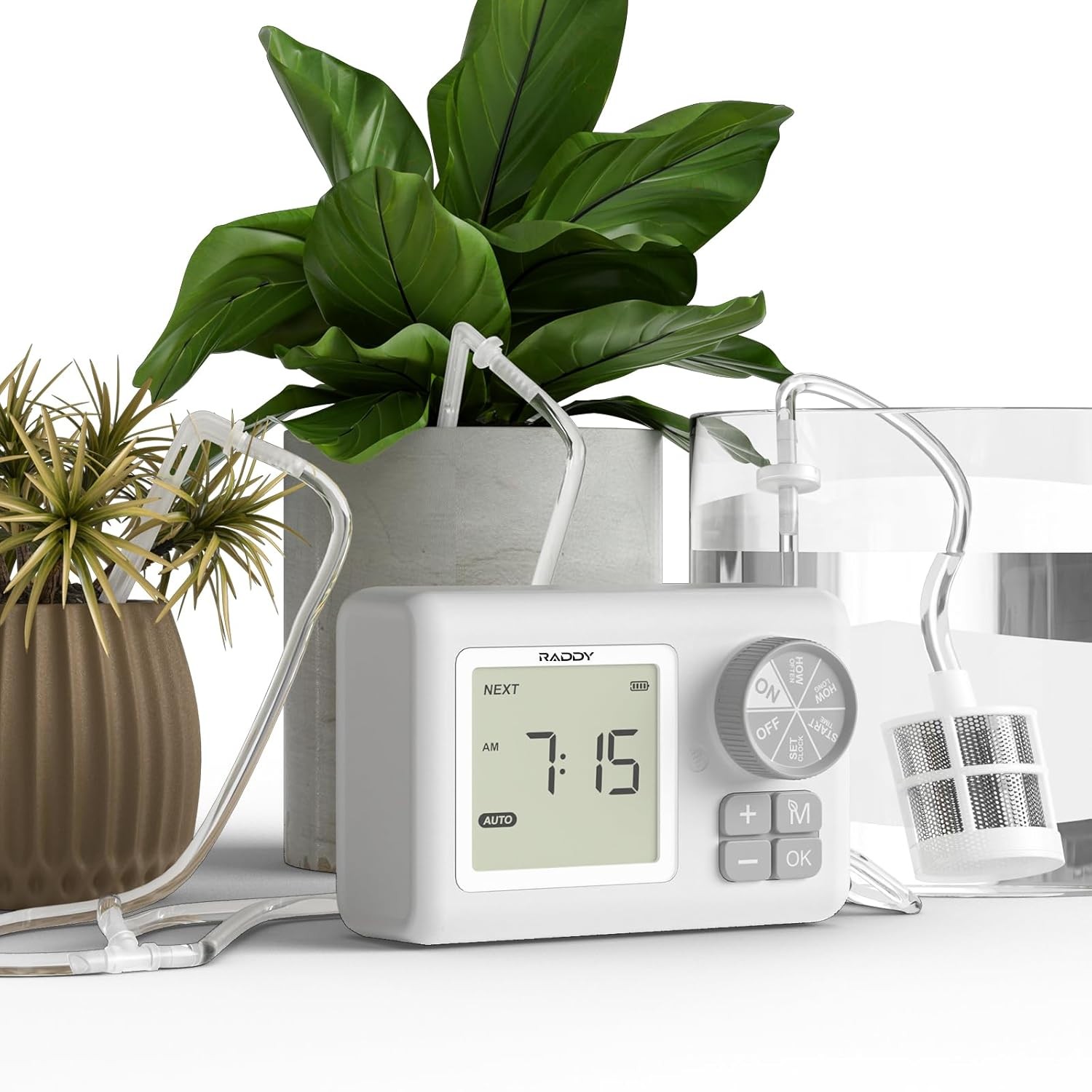 Raddy WS-6 Automatic Plant Waterer, Indoor Plant Watering System for 15 Potted Plants, Programmable Water Timer with LCD Display, USB Power, Water Sho