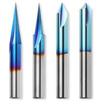 Genmitsu CNC Wood Carving Router Bits Set, 1/4'' Shank, 4 PCS, 15° Detail Carving Liner+ 20° Profile bit+ 60° & 90° V Groove, WC04A