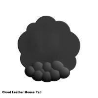Ergonomic Mouse Pad with Leather Wrist Rest - Black Memory Foam Support for Computer, Office & Gaming - Non-Slip Base Black