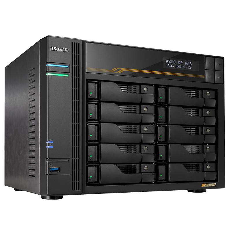 Asustor Lockerstor 10 Gen3 AMD Ryzen Embedded Quad Core V3C14 2.3GHz 16GB RAM Tower NAS (AS6810T)