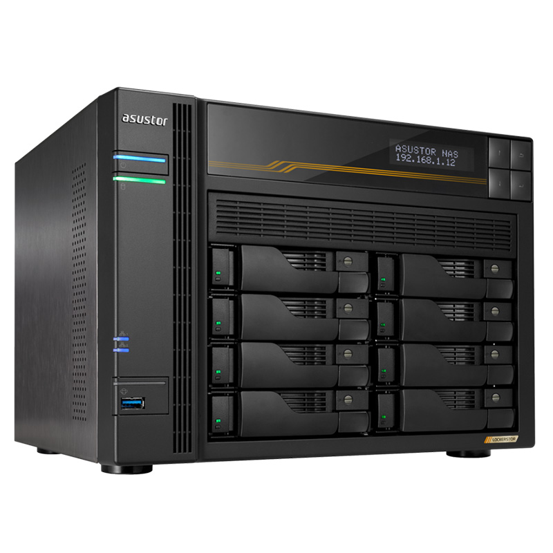 Asustor Lockerstor 8 Gen3 AMD Ryzen Embedded Quad Core V3C14 2.3GHz 16GB RAM Tower NAS (AS6808T)