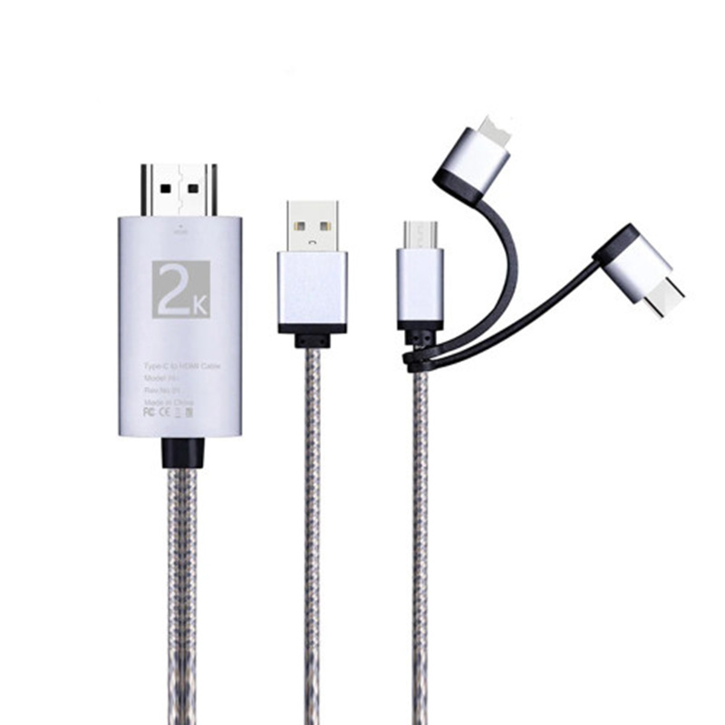Generic 3 in 1 HDMI Cable Adapter to USB Type C + Micro USB + Phone MHL - Sliver (CB-3IN1-HDMI)