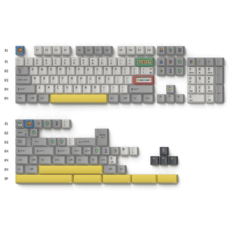 Keytok Cherry Back in Game (Retro Version) Dye-Sub PBT Keycaps - 152pcs Set Light Grey (KTBIGGREY)
