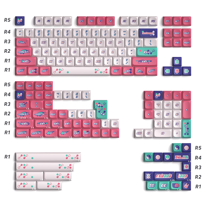 Keytok KDA Y2K Dye-Sub PBT Keycaps - 170pcs Set Wave (KTMWAVE)