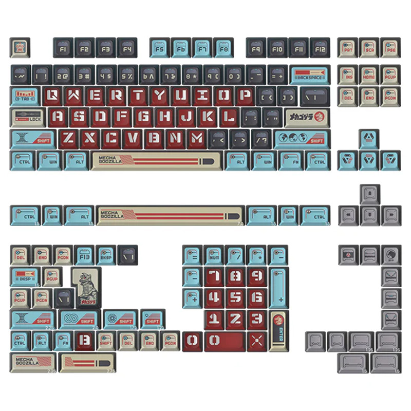 Keytok KOL Mecha Godzilla Dye-Sub PBT Keycaps - 157pcs Set (KTMECHAGDZ)