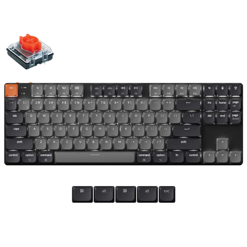 Keychron K1v6 Low-Profile QMK White Backlit Wireless Mechanical Keyboard - Red Switch (KBKCK1XA1)