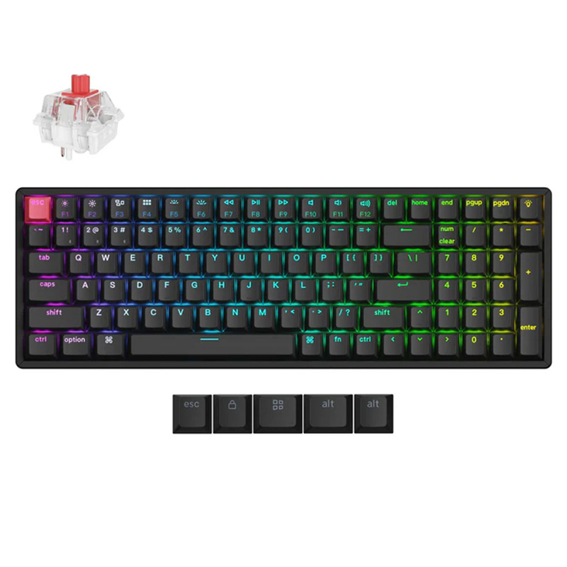 Keychron K4v3 QMK RGB Backlit Hot-Swap Wireless Mechanical Keyboard Aluminium Frame - Red Switch (KBKCK4XJ1)