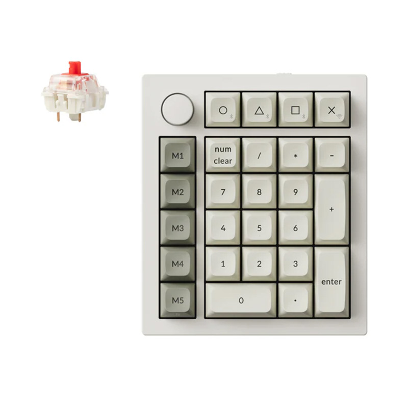 Keychron Q0 Max QMK/VIA Custom Wireless Number Pad Fully Assembled Knob Version White - Gateron Jupiter Red Switches (KBKCQ0MP1)