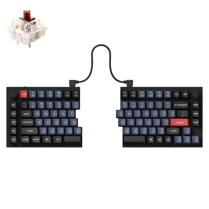 Keychron Q11 Split 75% QMK Custom Fully Assembled Knob Mechanical Keyboard Black - Gateron G Pro Brown (KBKCQ11M3BROWN)