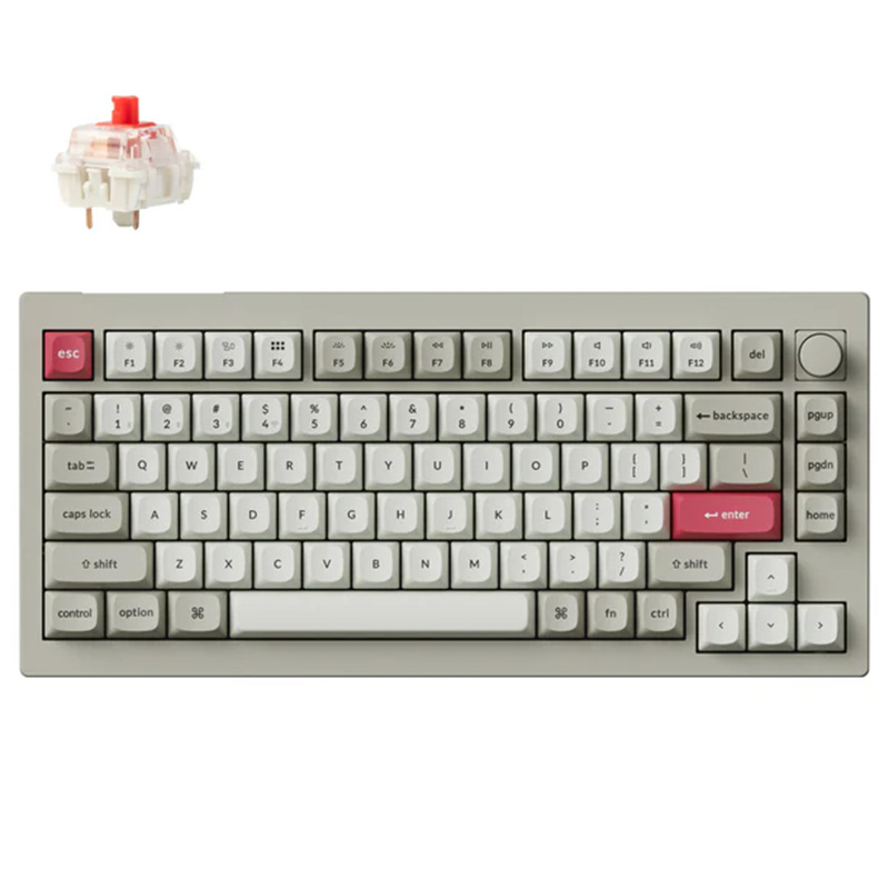 Keychron V1 Max QMK Wireless Mechanical Keyboard Hot-Swap RGB Backlight Red Switch - Retro (KBKCV1MR1)