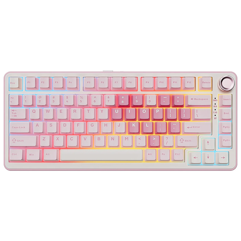 YUNZII B75 Pro Gasket Tri-Mode Hot-Swap Wireless Mechanical Keyboard Cocoa Cream Switch - Pink (KBYZB75PPKCC)