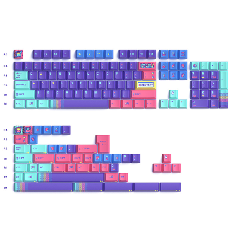 Keytok Cherry Back in Game Dye-Sub PBT Keycaps - 152pcs Set Purple (KTBIGPURPLE)