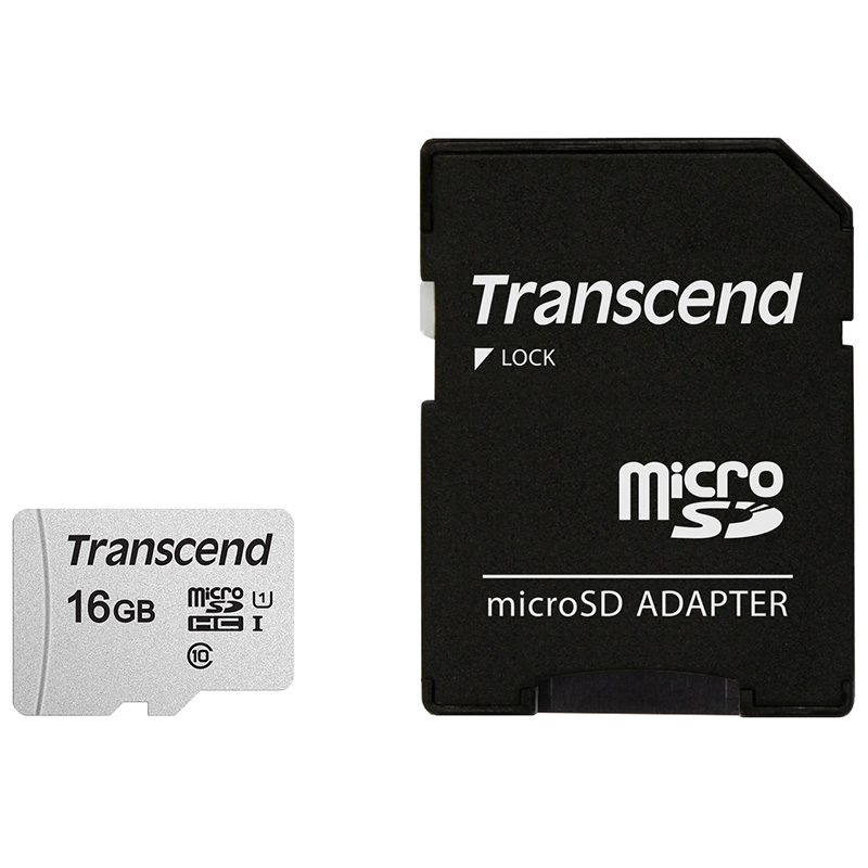 Transcend 300S 16GB C10 UHS-I U1 HC microSD with Adapter (TS16GUSD300S-A)