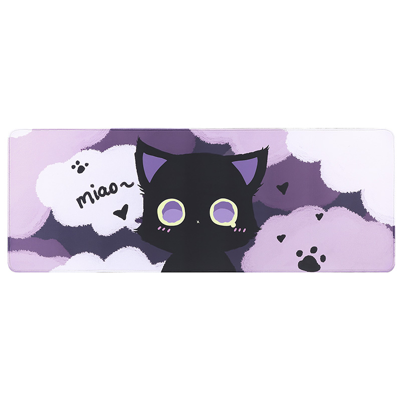 YUZNII Oversized Cartoon Kitten Desk Mat 800x300x3mm Mousepad - Black Cat (MPYZBLACK)