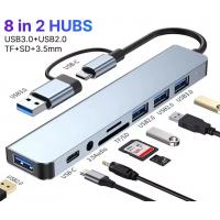 Powerboards-and-Adapters-USB-C-Hub-USB-Splitter-8-in-2-USB-Extender-with-4-USB-Port-1-USB-C-Jack-TF-SD-Card-Reader-3-5mm-Audio-Output-for-MacBook-iPad-iPhone-Laptop-8