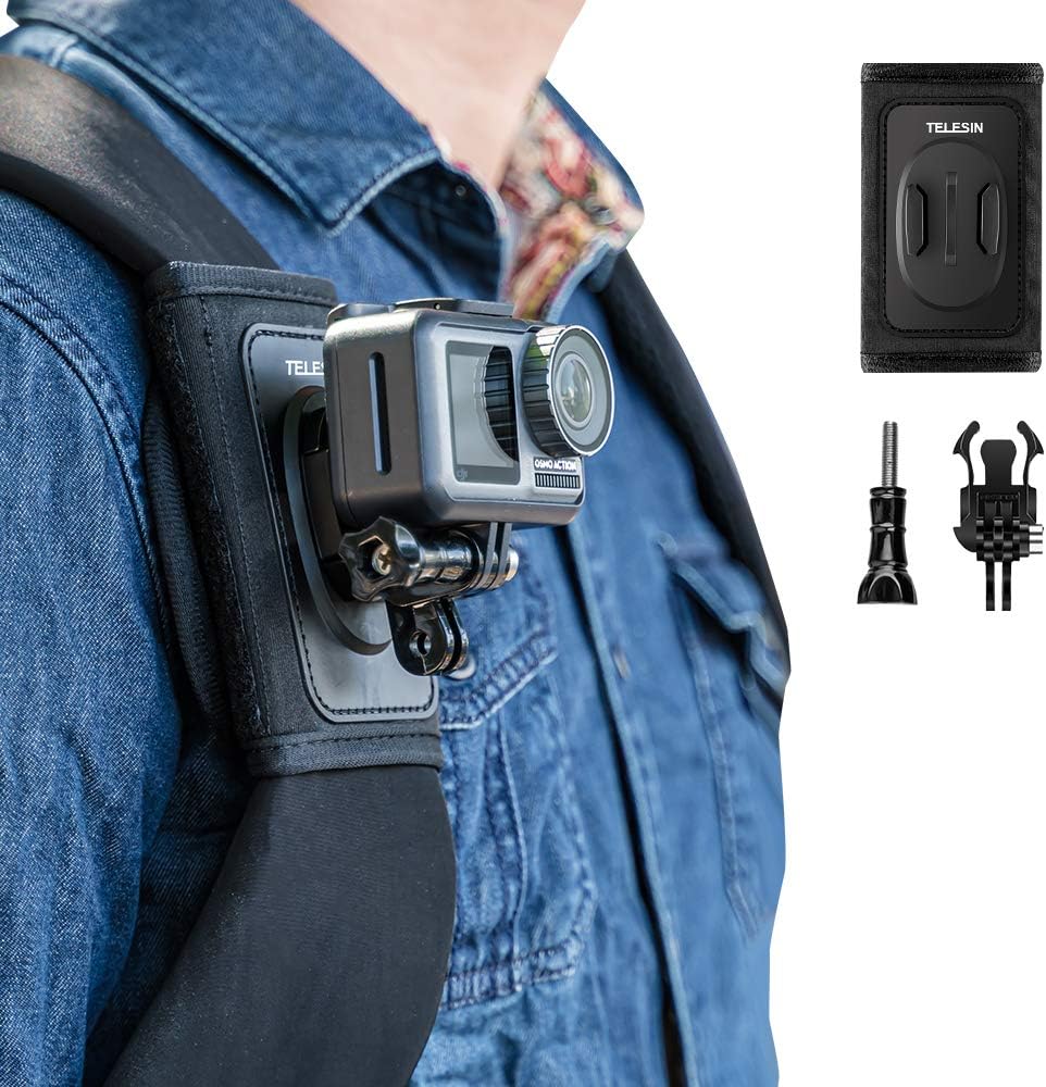 TELESIN Bag Backpack Shoulder Strap Mount,  for Go Pro Hero 13 12 11 10 9 8 DJI Osmo Action 3 2 Insta360 X5 X3 X2 Accessories