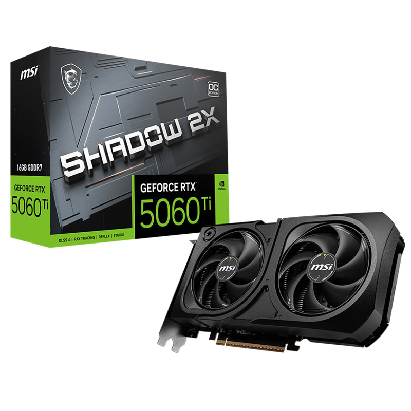 MSI GeForce RTX 5060 Ti 16G Shadow 2X OC PLUS Graphics Card (GeForce RTX 5060 Ti 16G SHADOW 2X OC PLUS)
