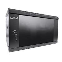 LDR Assembled 6U Hinged Wall Mount Cabinet 600mm x 550mm Glass Door - Black (WB-DS65060NB)