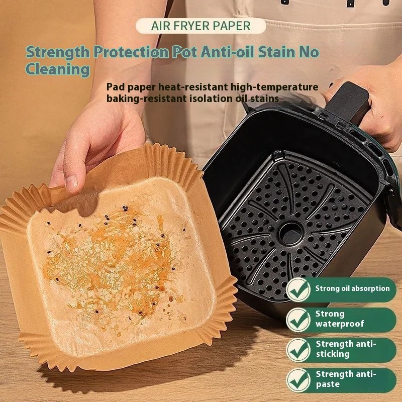 Disposable high-temperature resistant square edible silicone paper for air fryers, ovens, barbecue, baking, and oil absorption